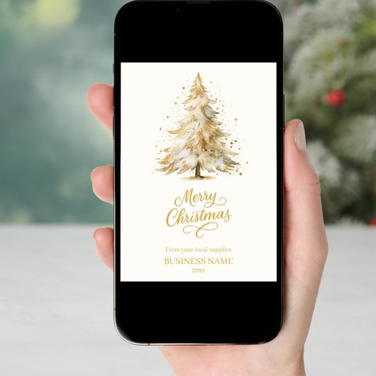 クリスマスパインの木の雪ベージュビジネス シーズンカード