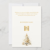 クリスマスパインの木の雪ベージュビジネス シーズンカード (裏面)