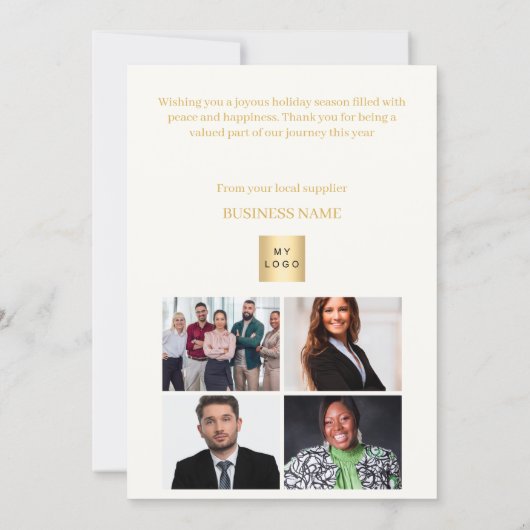 クリスマスパインの木の雪ベージュ写真事業 シーズンカード (裏面)