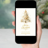 クリスマスパインの木の雪ベージュ写真事業 シーズンカード