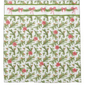 クリスマスパインの枝とポインセチア シャワーカーテン (正面)