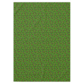 クリスマスパインの葉、松ぼっくり、赤い実がグリーンの背景に テーブルクロス (正面)