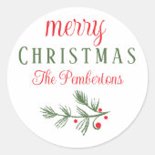 クリスマスパインオリーブホリデー ラウンドシール (正面)