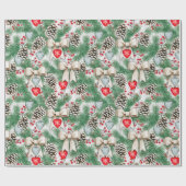 クリスマスパインオーナメント弓ラッピング紙 ラッピングペーパー (フラット)