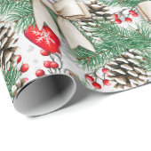 クリスマスパインオーナメント弓ラッピング紙 ラッピングペーパー (ロールコーナー)