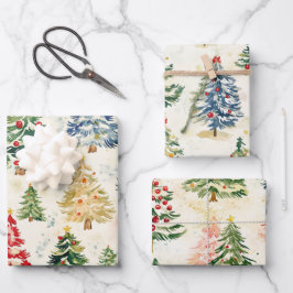クリスマスパインカラフルズ包装紙シート ラッピングペーパーシート
