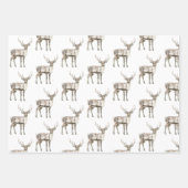 クリスマスパイングリーン素朴シカ ラッピングペーパーシート (正面3)