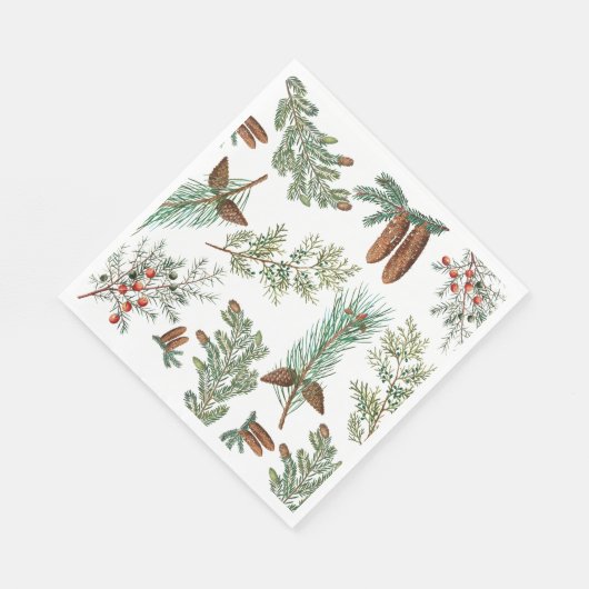 クリスマスパインコニファーフォレストフェスティバル スタンダードランチョンナプキン (角)