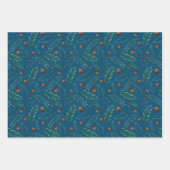 クリスマスパインコーンと枝水色 ラッピングペーパーシート (正面2)