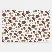クリスマスパインコーンと枝水色 ラッピングペーパーシート (正面)