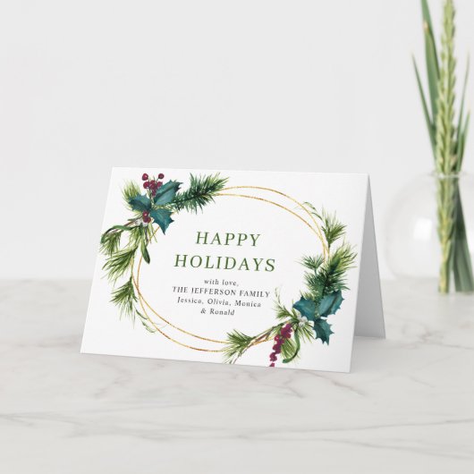 クリスマスパインコーンのグリーティ素朴ング シーズンカード (正面)