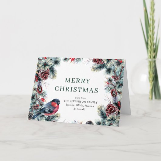 クリスマスパインコーンのグリーティ素朴ング シーズンカード (正面)