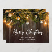 クリスマスパインコーンのグリーティ素朴ング シーズンカード (正面/裏面)