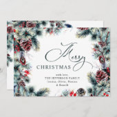 クリスマスパインコーンのグリーティ素朴ング シーズンカード (正面/裏面)