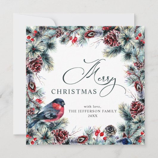 クリスマスパインコーンのグリーティ素朴ング シーズンカード (正面)