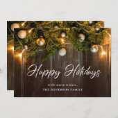 クリスマスパインコーンのグリーティ素朴ング シーズンカード (正面/裏面)