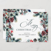 クリスマスパインコーンのグリーティ素朴ング シーズンカード (正面/裏面)