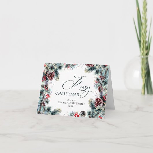 クリスマスパインコーンのグリーティ素朴ング シーズンカード (正面)