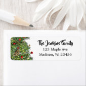 クリスマスパインコーンオーナメントと針の休日 ラベル (インサイチュ)