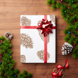 クリスマスパインコーンパターン ラッピングペーパー