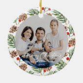 クリスマスパインコーンファミリーフォトオーナメント セラミックオーナメント (裏面)