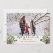 クリスマスパインコーンファミリーフォトホリデーカード シーズンカード (正面)