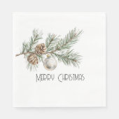 クリスマスパインコーンブランチとオーナメント スタンダードランチョンナプキン (正面)
