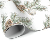 クリスマスパインコーンブランチオーナメント ラッピングペーパー (ロールコーナー)