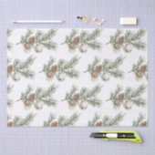 クリスマスパインコーンブランチオーナメント 薄葉紙 (クラフト)