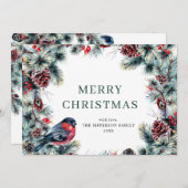 クリスマスパインコーンリースグリーティ素朴ング シーズンカード (正面/裏面)