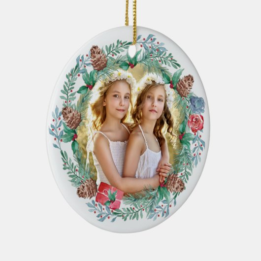 クリスマスパインコーンリース両面写真 セラミックオーナメント (右)