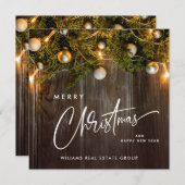 クリスマスパインコーン企業のグリーティ素朴ング シーズンカード (正面/裏面)