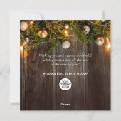 クリスマスパインコーン企業のグリーティ素朴ング シーズンカード (裏面)