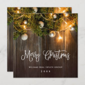 クリスマスパインコーン企業のグリーティ素朴ング シーズンカード (正面/裏面)