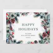 クリスマスパインコーン企業のグリーティ素朴ング シーズンカード (正面/裏面)