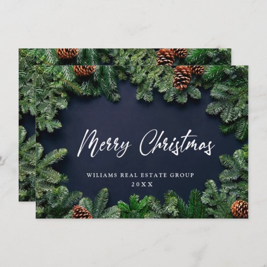 クリスマスパインコーン企業のグリーティ素朴ング シーズンカード (正面/裏面)