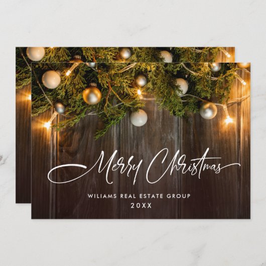 クリスマスパインコーン企業のグリーティ素朴ング シーズンカード (正面/裏面)