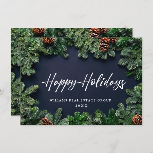 クリスマスパインコーン企業のグリーティ素朴ング シーズンカード (正面/裏面)