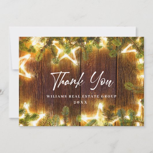 クリスマスパインコーン企業のホリ素朴デイ サンキューカード (正面)