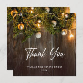 クリスマスパインコーン企業のホリ素朴ーボホ サンキューカード (正面/裏面)