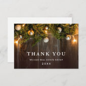 クリスマスパインコーン企業のホリ素朴ーボホ サンキューカード (正面/裏面)