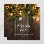 クリスマスパインコーン企業のホリ素朴ーボホ サンキューカード (正面/裏面)