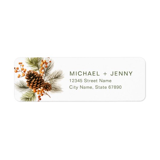 クリスマスパインコーン差出人住所ラベル ラベル (正面)