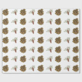 クリスマスパインコーン緑の枝の木のパターン ラッピングペーパー (フラット)