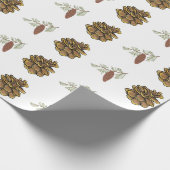 クリスマスパインコーン緑の枝の木のパターン ラッピングペーパー (角)