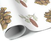 クリスマスパインコーン緑の枝の木のパターン ラッピングペーパー (ロールコーナー)