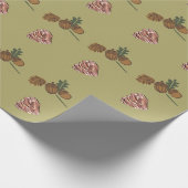 クリスマスパインコーン緑の枝の木のパターン ラッピングペーパー (角)