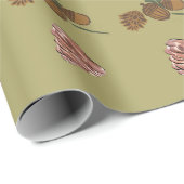 クリスマスパインコーン緑の枝の木のパターン ラッピングペーパー (ロールコーナー)