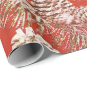 クリスマスパインコーン金ゴールド赤 ラッピングペーパー (ロールコーナー)