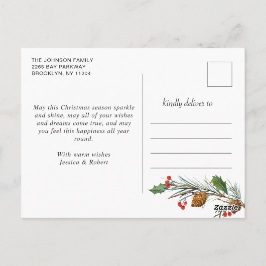 クリスマスパインコーン2写真樺の木バークホリデー ポストカード (裏面)